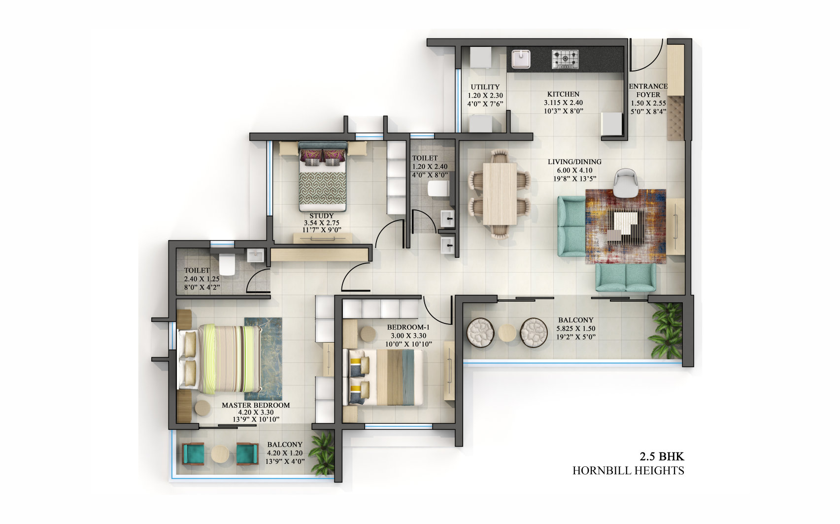 2.5 bhk floor plan